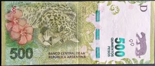 Argentina 500 Pesos 2016 P 364 Design Jaguar Below Face Value Crisp Ef