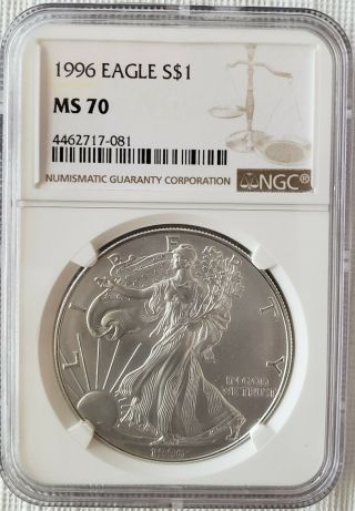 1996 American Silver Eagle Ngc Ms70 Only About 300 In Perfect Grade Books $7000