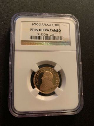 2000 1/4 $5 Krugerrand Gold Proof Coin,  Pf69 Ultra Cameo