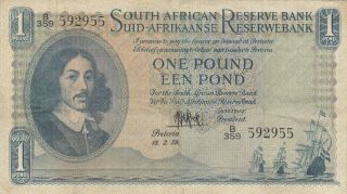 1 Pound Very Fine Banknote From British South Africa 1959 Pick - 92c