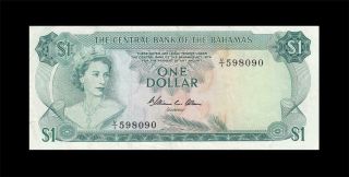 1974 British Colony Bahamas Qeii $1 Series " V/1 " ( (ef))