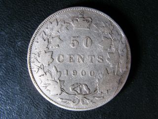 50 Cents 1900 Canada Queen Victoria Silver Coin C ¢ Half Dollar G - 6