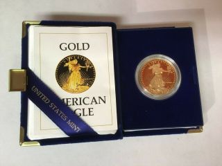 1986 American Eagle 1 Oz.  Gold Coin Bullion 50 Dollar Denomination W/ Box &