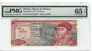 P - 64d 1977 20 Pesos,  Banco De Mexico,  Pmg 65epq Gem
