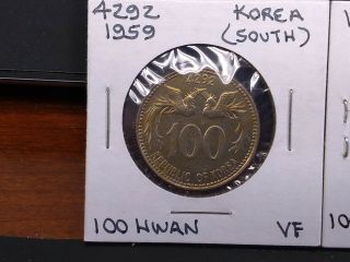 1959 - 1992 South Korea 100 Hwan coin,  5 X Coin (s) 1959,  1975 (2 types) 78,  92 2