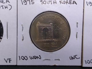 1959 - 1992 South Korea 100 Hwan coin,  5 X Coin (s) 1959,  1975 (2 types) 78,  92 3