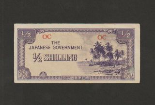 Oceania - Japanese Occupation,  1/2 Shilling Banknote,  About Uncirculated Cat 1 - A