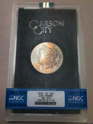 1881 - Cc Gsa Morgan Dollar $1 Ngc Ms63,  Colorful Crescent Toning