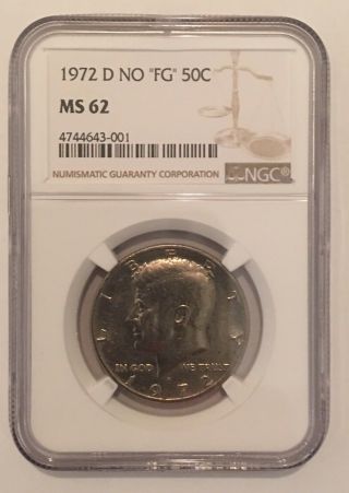 1972 - D Kennedy Half Dollar Ngc Ms - 62 No “fg” Error (fs - 901)