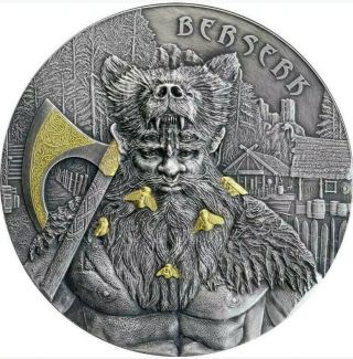 2019 2 Oz Silver Germania 10 Mark The Warriors Berserker High Relief Coin.