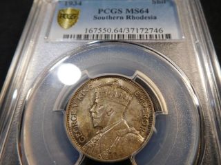 Q170 British Africa Southern Rhodesia 1934 Shilling Pcgs Ms - 64