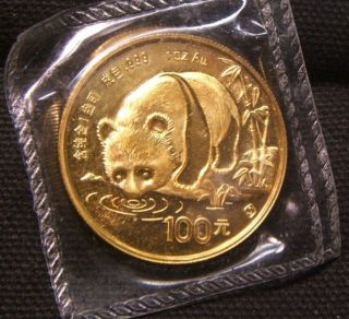 1987 - S 100 Yuan Chinese 1 Oz Gold Panda Proof Beauty
