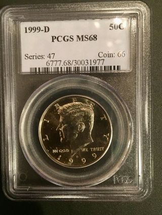 1999 - D 50c Kennedy Half Dollar Pcgs Ms68