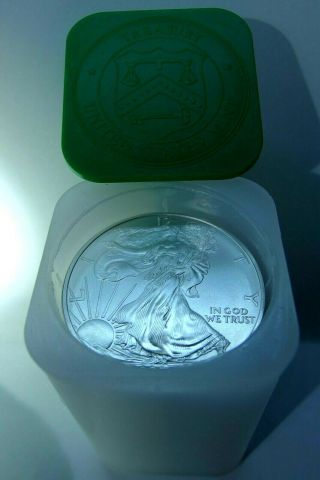 One BU roll of 20 - - 2015 American Eagles 1 oz silver coins.  No spot gems 3