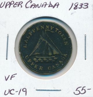 Upper Canada Half Penny Token Uc19 1833 - Vf