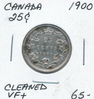 Canada 25 Cents Victoria 1900 - Vf,