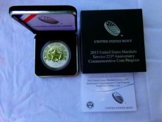 2015 P Us Marshals Service 225th Anniversary Silver Proof Commemorative Dollar