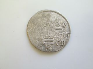 Sweden Medieval Silver Coin,  Karl Xi 1 öre 1670 Stockholm