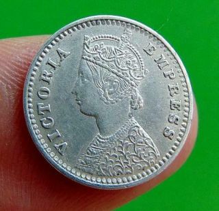 Lustrous Silver Victoria 1891 2 Annas From India.  Lucido_8 Coins
