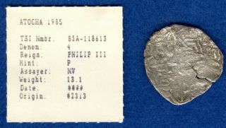 1622 Atocha Shipwreck 4 Reales Grade 2 With Certificate - Shipwreck Coin