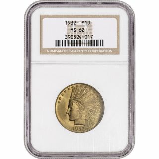Us Gold $10 Indian Head Eagle - Ngc Ms62 - Random Date