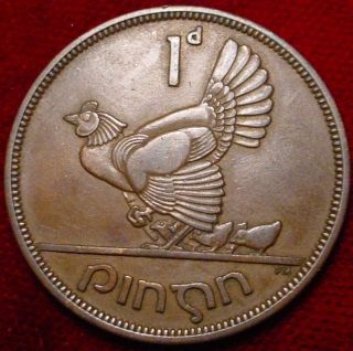 Hi Grade Key Date 1940 Large Penny Ireland Hen & Chicks Detailed Coin