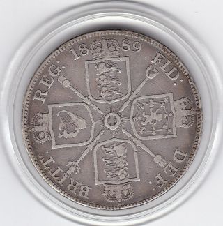 1889 Queen Victoria Double Florin (4/ -) Silver Coin