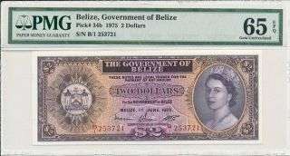 Government Of Belize Belize $2 1975 Pmg 65epq