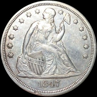 1847 Seated Liberty Dollar Nearly Uncirculated High End Silver Philly Ms Bu Coin