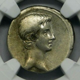 Ngc Ch Vf 4/5 - 4/5.  Scarce,  Octavian (augustus) Denarius.  Son Of Julius Caesar.