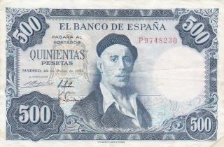 1954 Spain 500 Pesetas Note,  Pick 148a