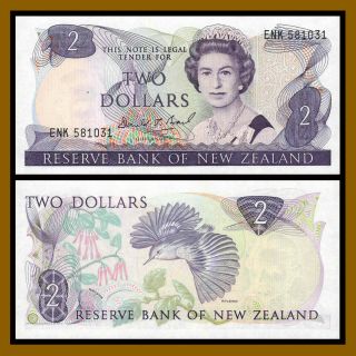 Zealand 2 Dollars,  1981 - 1992 P - 170c Queen Elizabeth Ii D.  T.  Brash Unc