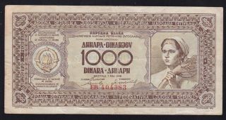 Yugoslavia - - - 1000 Dinara 1946 - - - - - - F/vf - - - - -