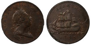 Bermuda George Iii 1793 Cu Penny.  Pcgs Xf Detail Km 5.