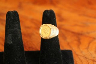 22K $1 - ONE DOLLAR U.  S.  LIBERTY HEAD 1853 SIZE 7 COIN RING 6