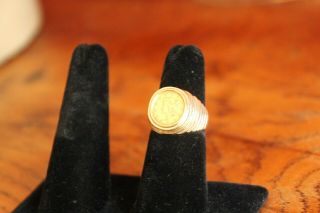 22K $1 - ONE DOLLAR U.  S.  LIBERTY HEAD 1853 SIZE 7 COIN RING 9