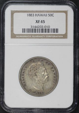 1883 Kingdom Of Hawaii Silver Half Dollar Ngc Xf - 45 - 158597
