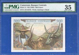 Cameroun 500 Francs 1962,  P11,  Pmg Vf 35,  Cleaner Example Than Most Show