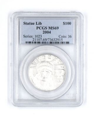 2004 $100 Platinum Eagle.  9995 Fine Pcgs Ms69 Us Collectible Coin Statue Liberty