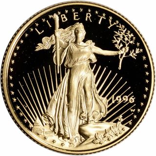 1996 - W American Gold Eagle Proof (1/4 oz) $10 in OGP 2