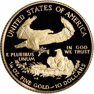 1996 - W American Gold Eagle Proof (1/4 oz) $10 in OGP 3