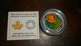 Canada 2014 20 Dollars Fine Silver Coin Water - Lily And Leap Frog 1 Oz Silver