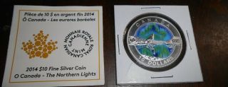 Canada 2014 10 Dollars Fine Silver Coin The Northern Lights 1/2 Oz Silver Coin