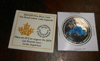 Canada 2014 20 Dollars Fine Silver Coin The Great Lake:superior 1 Oz Silver