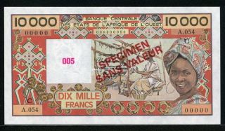 West African States 1977 - 1992,  10000 Francs,  Specimen,  P309c,  Unc