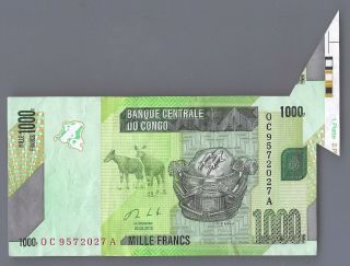 Congo 1000 Francs 2013 Flodover,  Cutting Error Scarce A