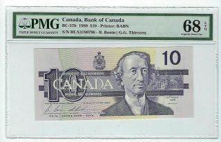 Canada 1989 Bc - 57b Pmg Gem Unc 68 Epq 10 Dollars (bonin - Thiessen)