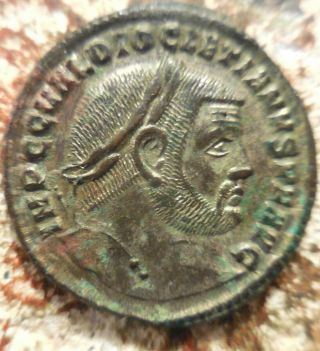 Ef,  10.  62 G,  28 Mm,  & Nearly Fully Silver Diocletian Follis Heraclea 297 - 298ad