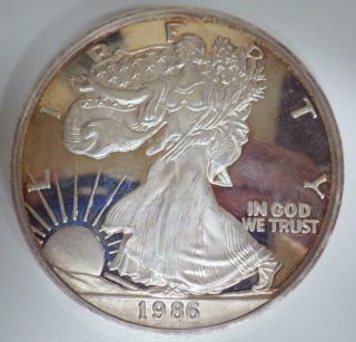 1986 One (1) Troy Pound.  999 Fine Silver Round Walking Liberty