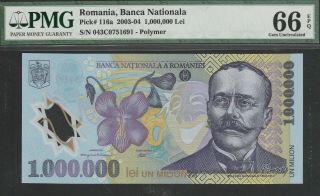 Romania 1000000 Lei 2003 - 04,  P116a,  Pmg Epq 66